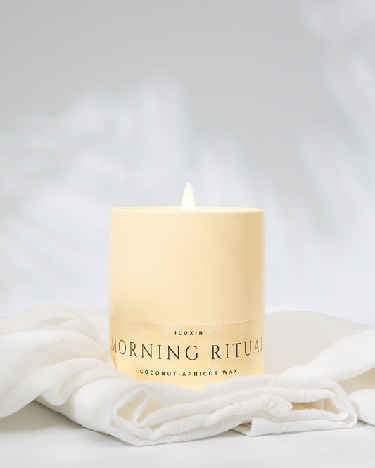 meditation candle, candle for journaling and yoga, morning ritual candle, coconut-apricot wax candle